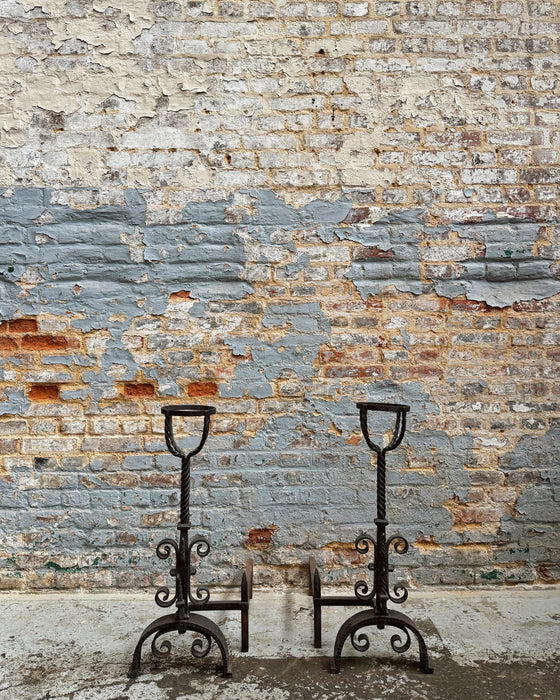 Pair of fireplace andirons