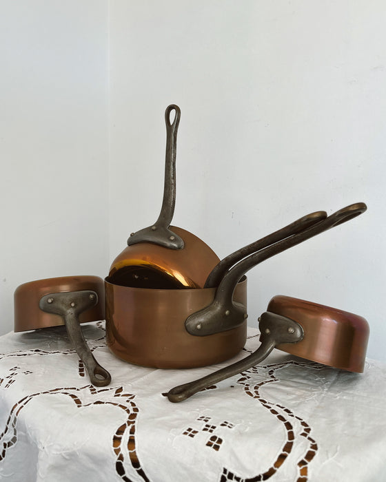 Set of copper pans