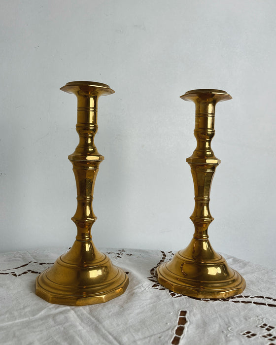 Pair of brass candlesticks