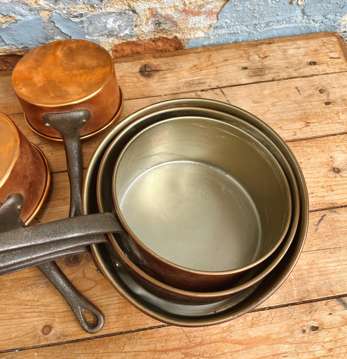 Set of copper pans