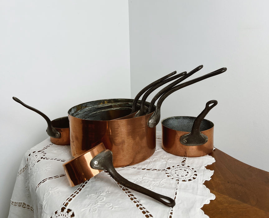 Set of copper pans